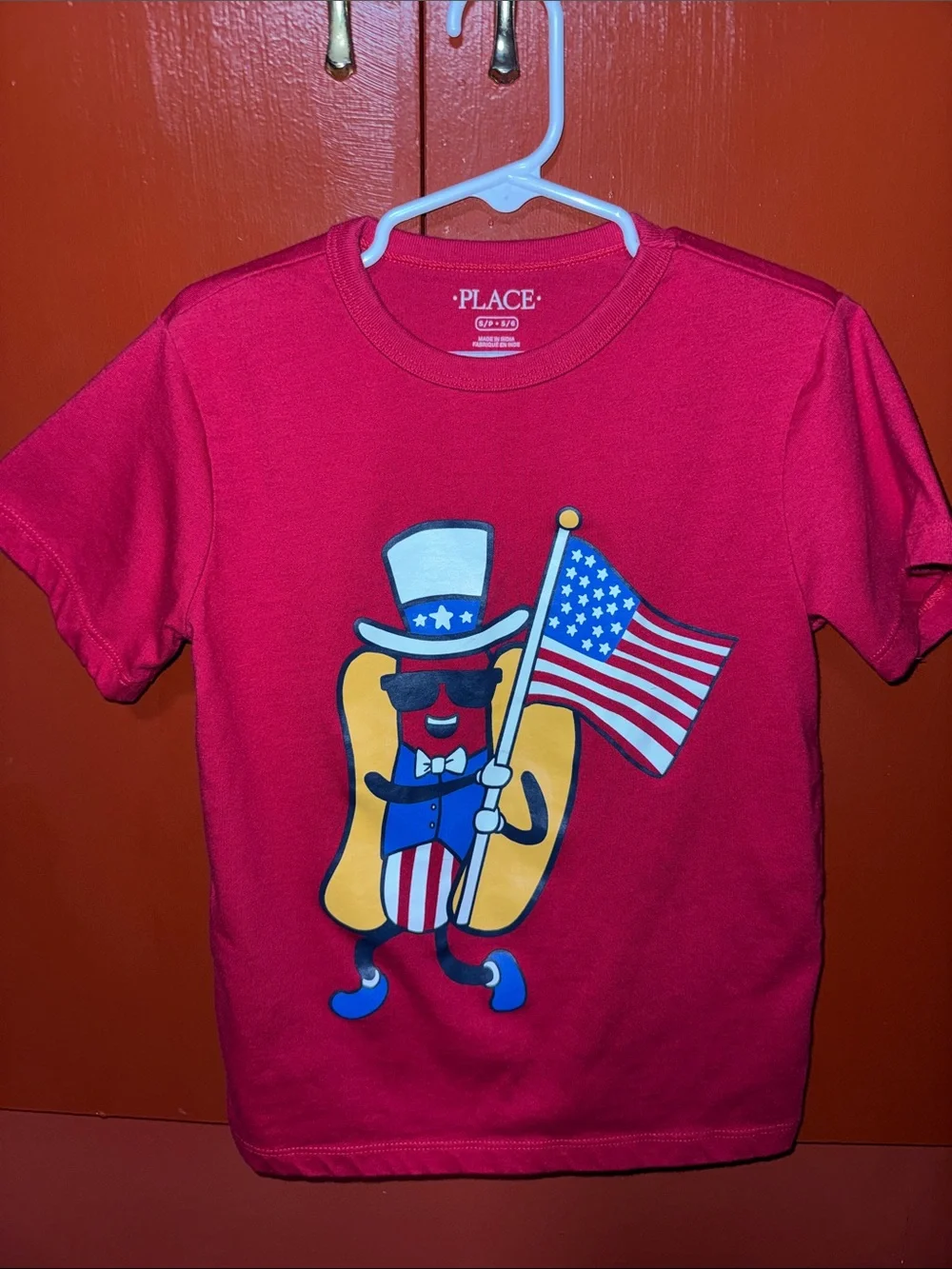 The Children's Place Red Hot Dog Patriotic Flag Tee